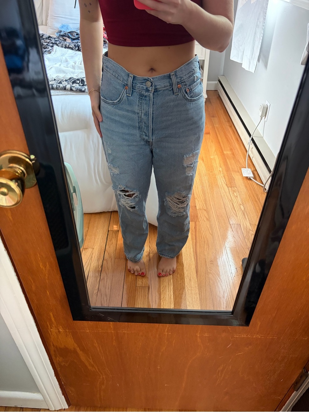 Levi's Light Blue Ripped Boyfriend Jeans